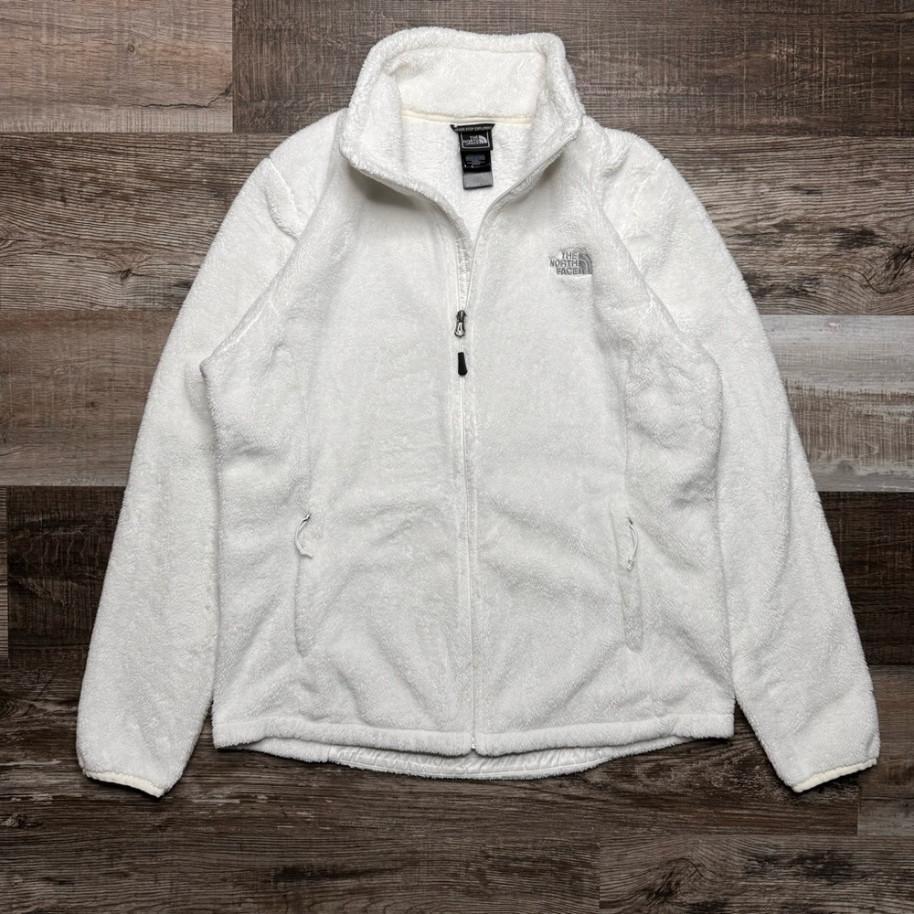The North Face Jacket Womens L White Fleece Fuzzy Outdoors Logo Casual Hiking